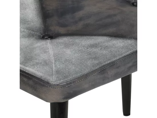Fauteuil avec repose-pieds Gris Cuir véritable et toile