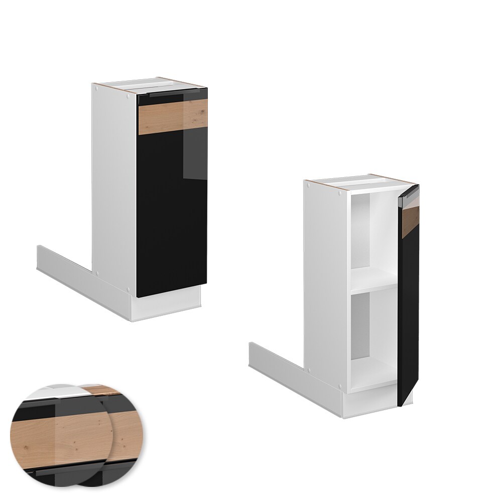 Vicco Regalinselunterschrank Küchenschrank Küchenmöbel Fame-Line Weiß Schwarz Eiche 30 cm modern Hochglanz