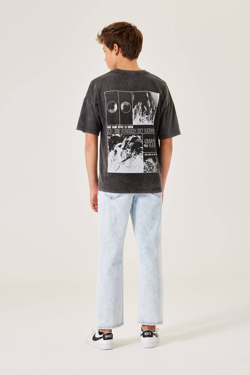 Garcia T-shirt met backprint donkergrijs