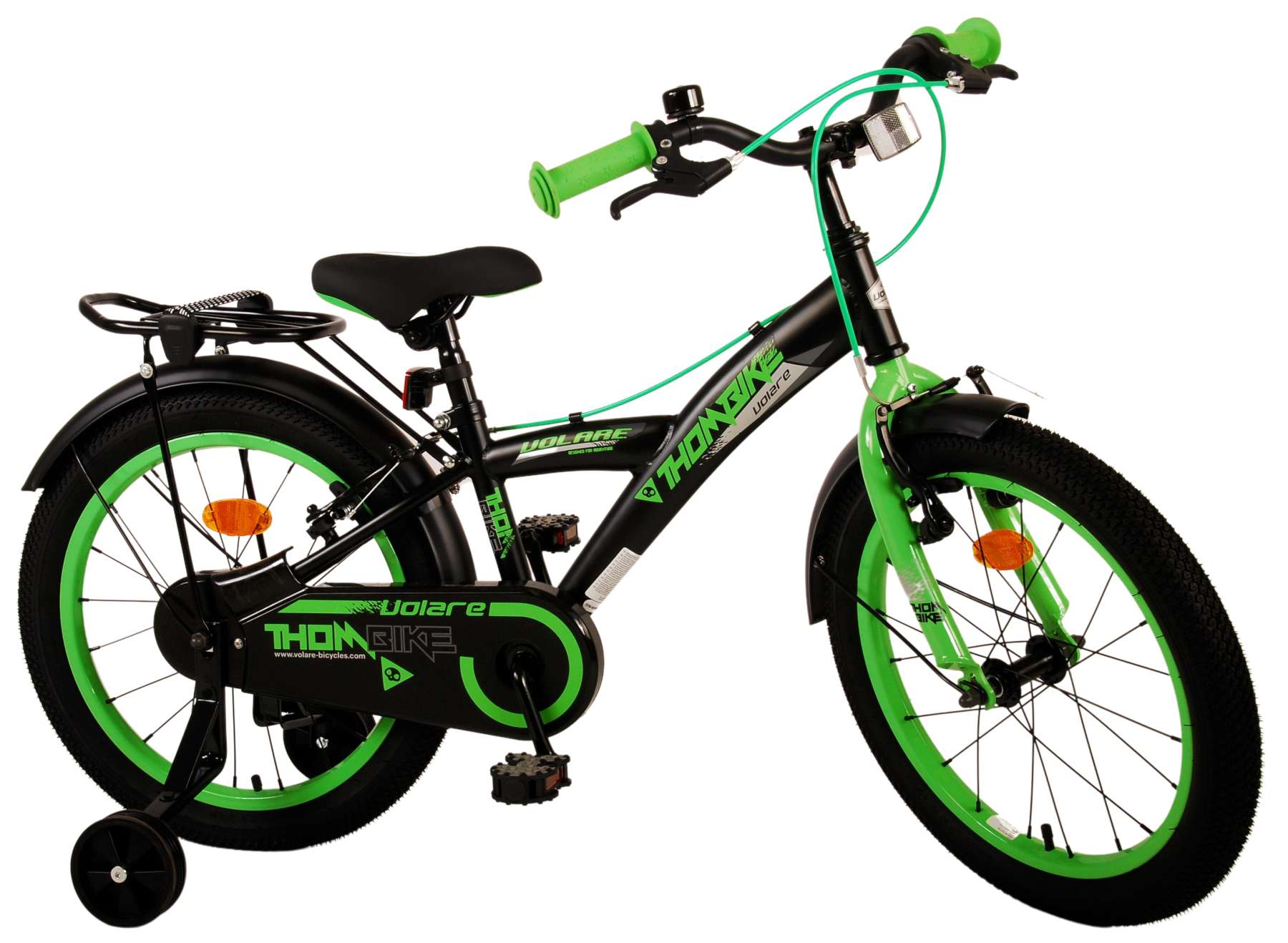 TPFSports Thombike Kinderfahrrad - Jungen - 18 Zoll - Rücktritt + Handbremse - Schwarz Grün