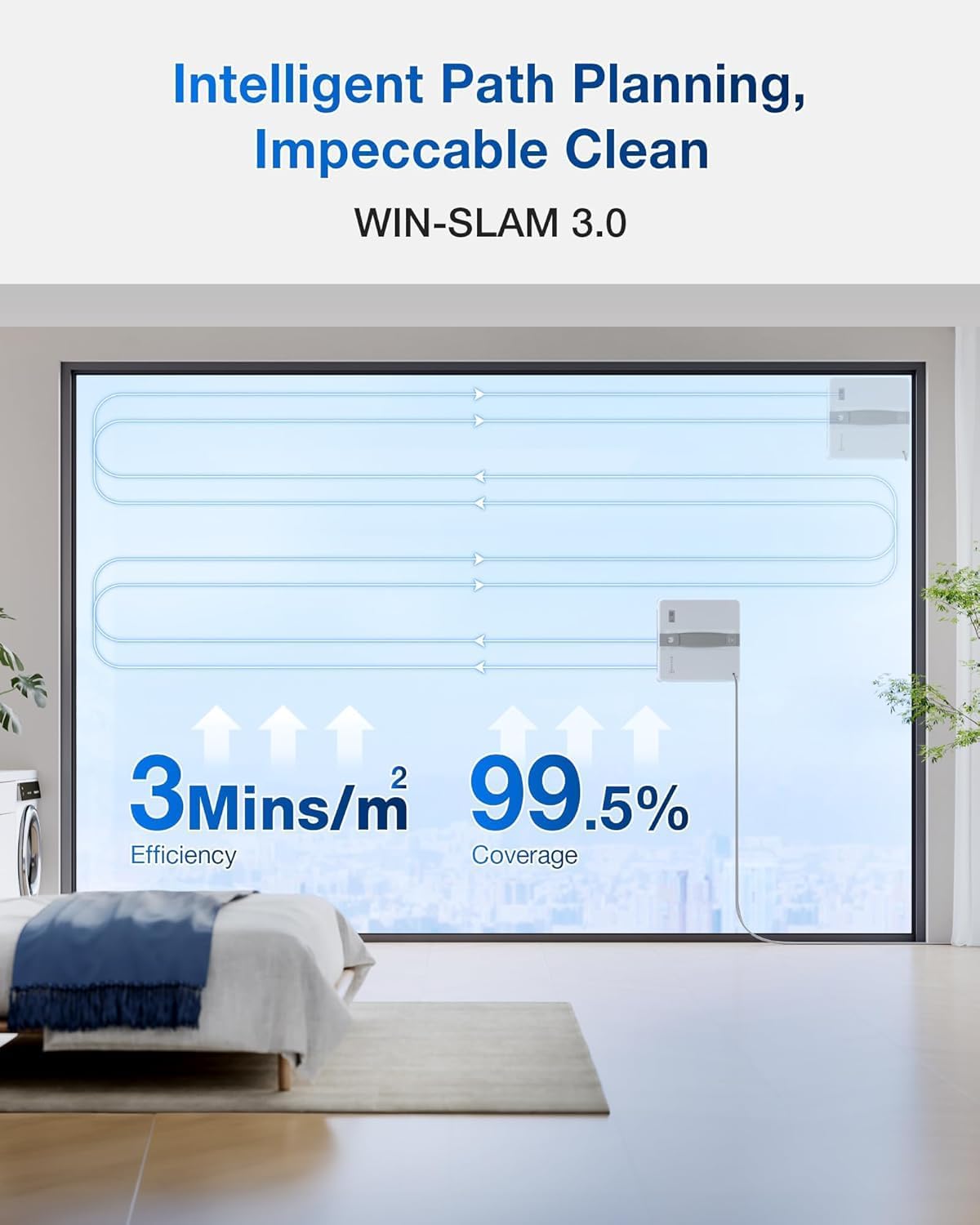 ECOVACS WINBOT Mini Fensterputzroboter, kompaktes Design, Doppel-Düsen mit Ultraschall-Zerstäubung, 9-Stufen-Schutzsystem, intelligente Pfadplanung, 4 Reinigungsmodi, Anti-Rutsch-System, Grau