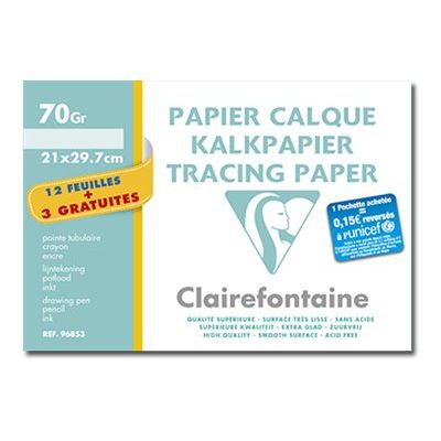 Clairefontaine Fine Arts - Pochette papier calque - 15 feuilles - A4 - 70 gr