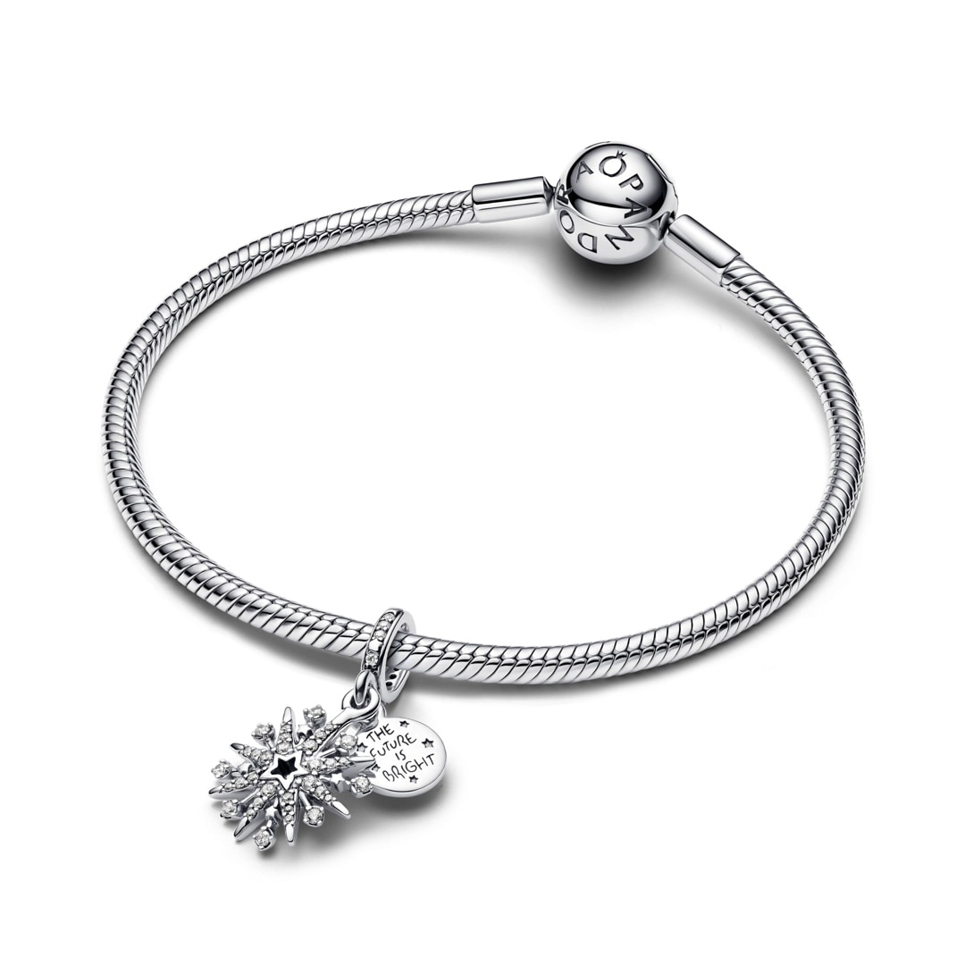 Pandora Moments Funkelndes Feuerwerk Doppelter Charm-Anhänger 925 Silber