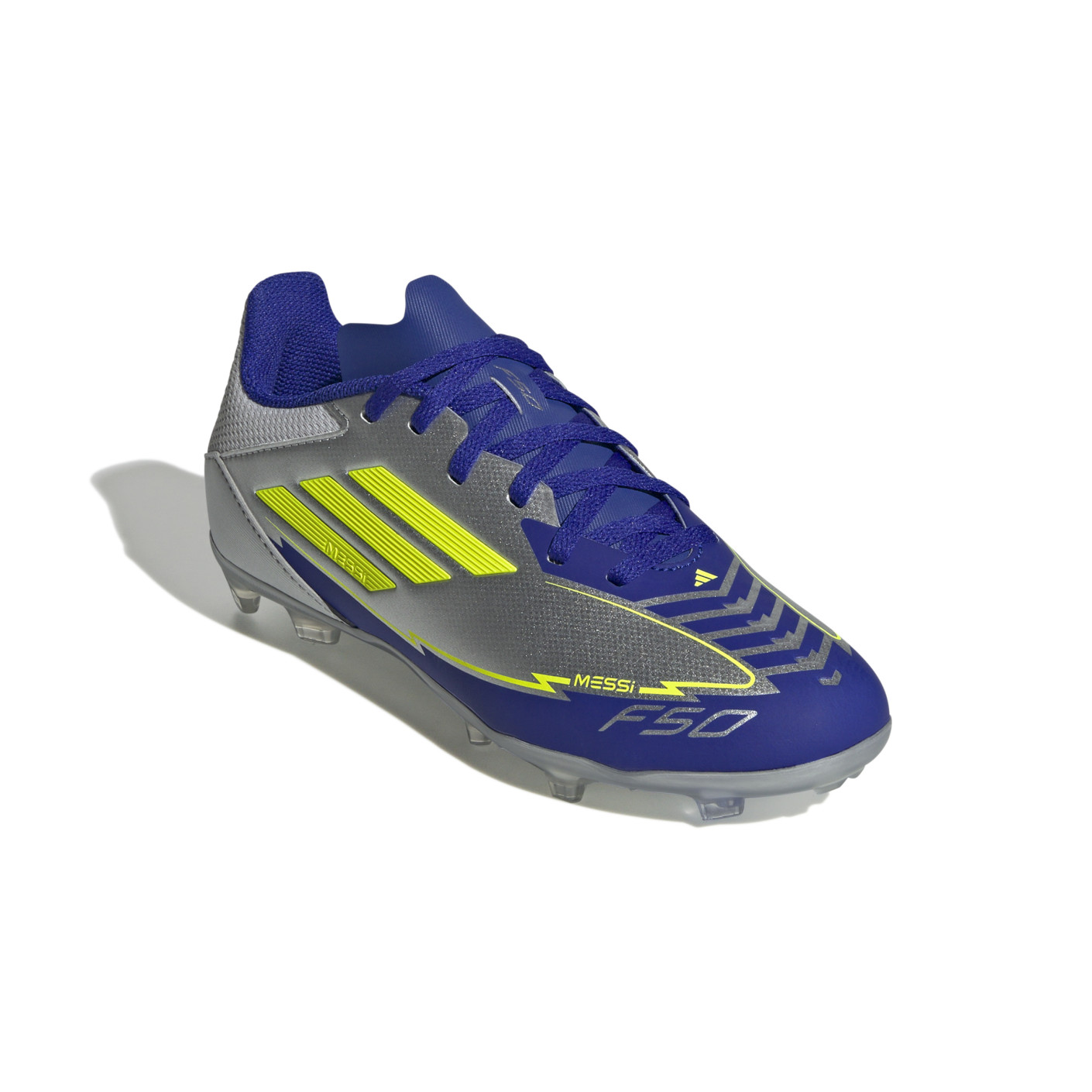 Adidas F50 Messi League Gras / Kunstgras Voetbalschoenen (MG) Kids Zilver Donkerblauw Geel
