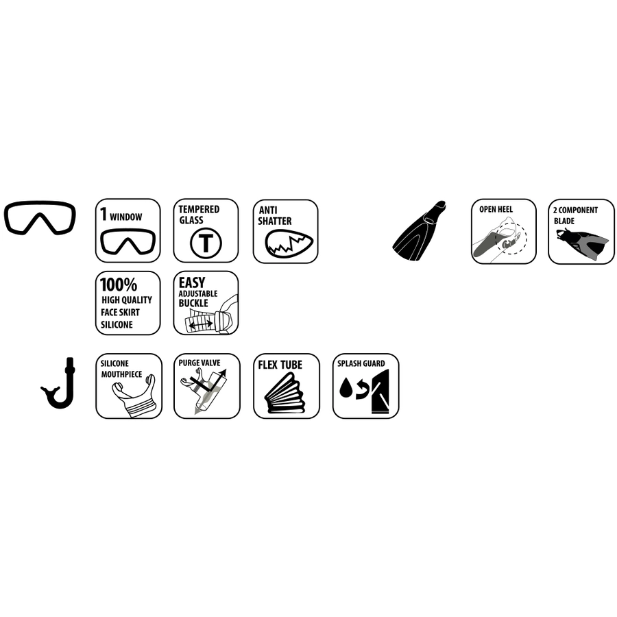 SCHILDKRÖT® Junior Schnorchel Set Bermuda - 3-teilig, Größe LXL