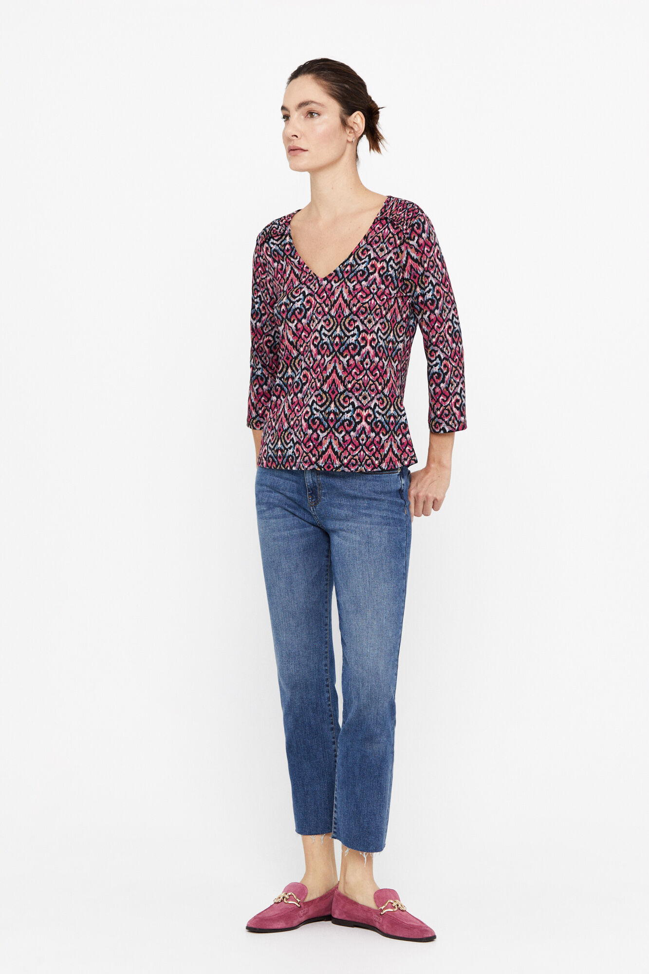 Top de malha estampado - Multicolorido