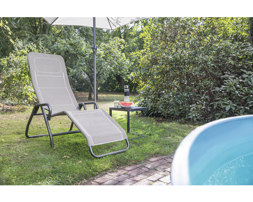 Siena Garden tuinligstoel, ligstoel, zonnebed, relaxligstoel, Bito textielstof, taupe