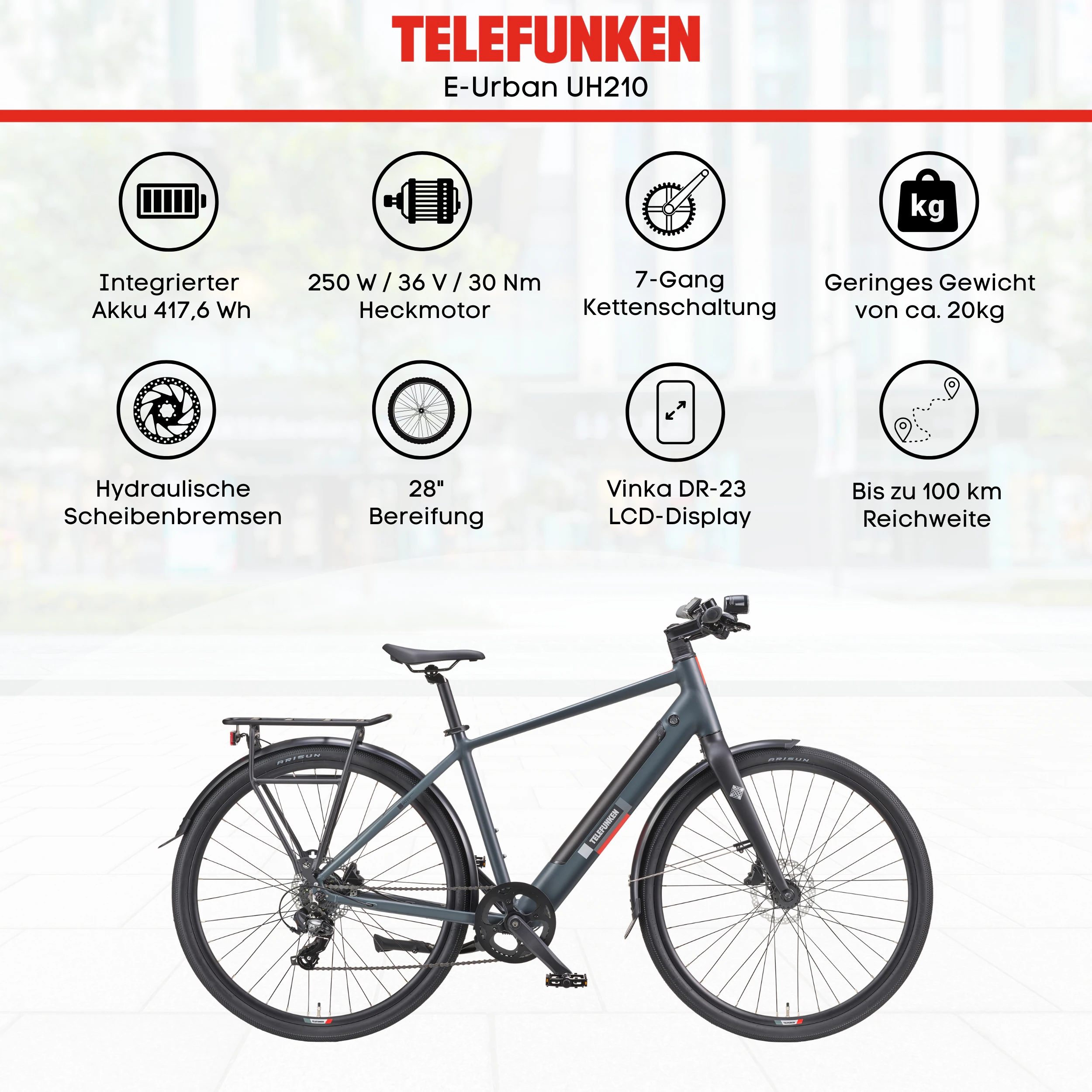 TELEFUNKEN UH210 E-Urban-Bike Herren 28