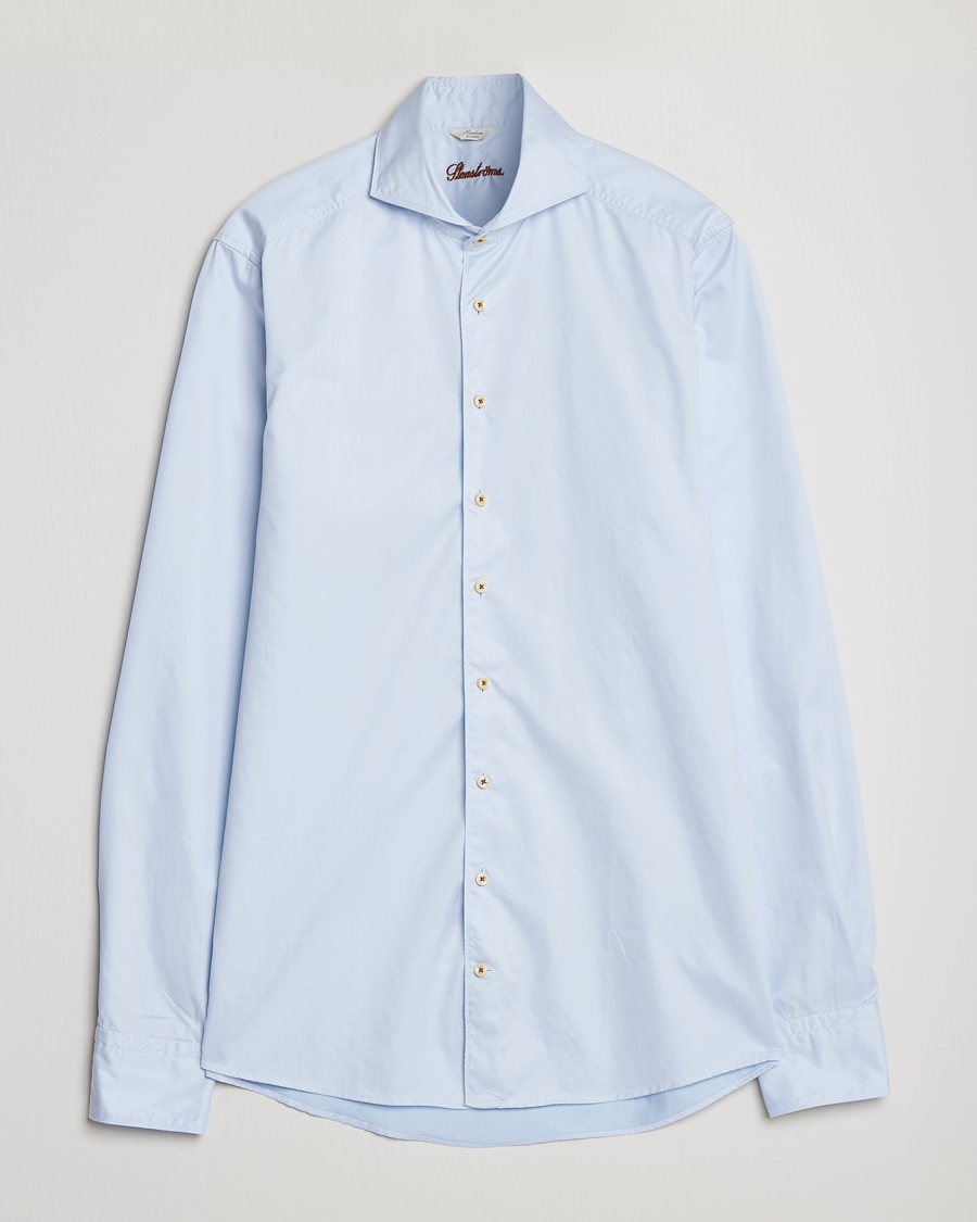 Stenströms Slimline X-Long Sleeve Washed Cotton Shirt Light Blue