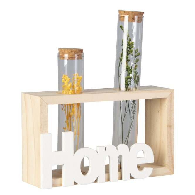 Standdeko - Home  - aus Holz und Glas - ca. 17 x 5,5 x 19 cm