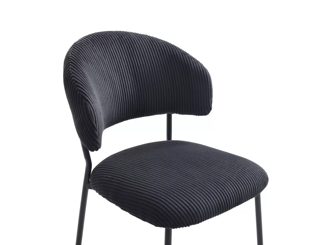 Lot de 2 chaises en velours côtelé et métal - Noir - ALAYIS