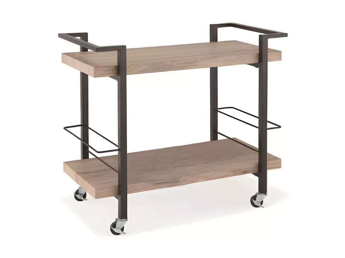 Désserte, meuble de rangement design pour cuisine ou salle à manger TROLLEY. Coloris bois et noir