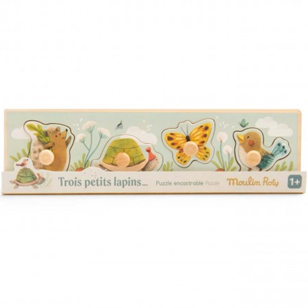Moulin roty knoppuzzel dieren trois petits lapins