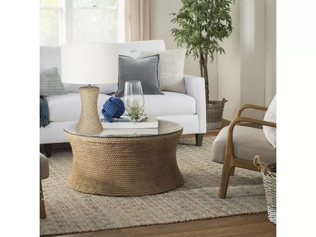 Lampe a poser évasé sisal corde naturel 50 cm.
