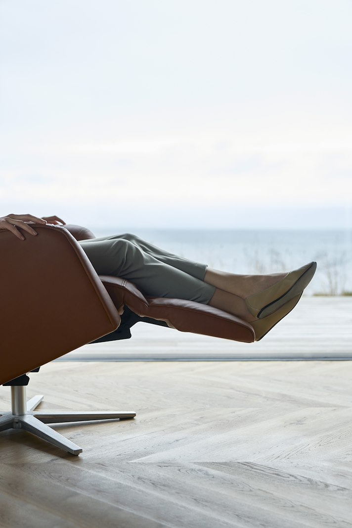 Stressless Scott Sirius understell i hud Paloma Cognac - sirius understell - børstet metall - varme og massasje
