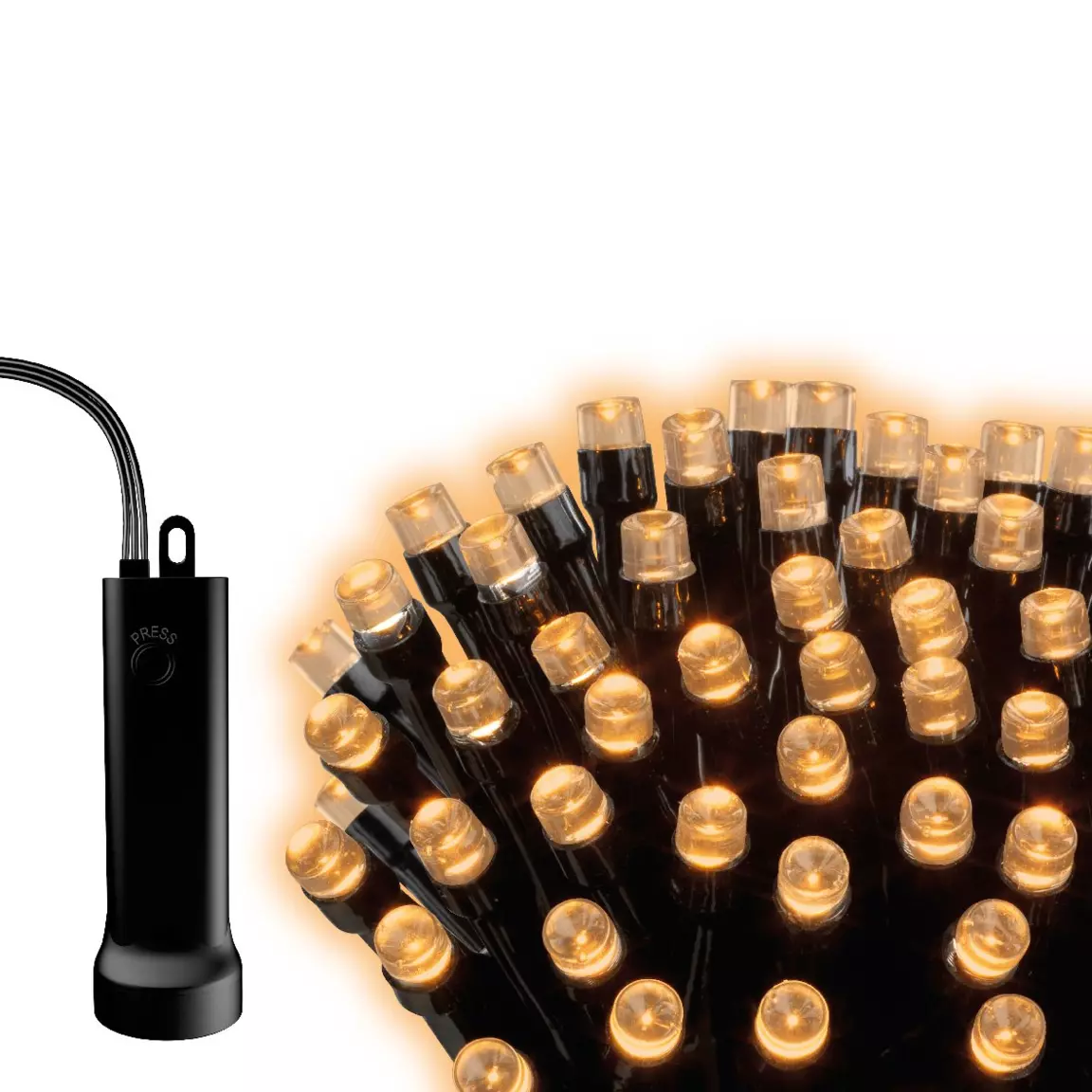 Guirlande lumineuse à piles 7,10 m 96 LED câble noir Durawise Blanc chaud