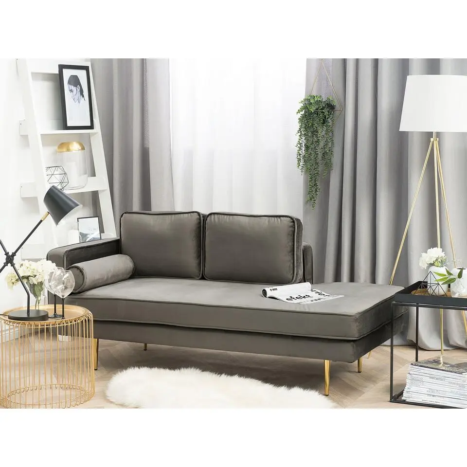 MIRAMAS - Chaise longue - Grijs - Linkerzijde - Fluweel
