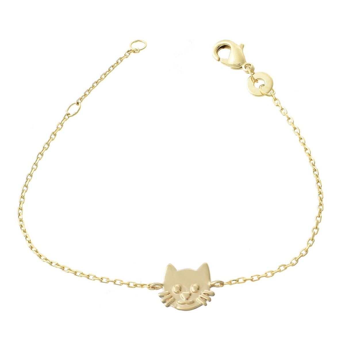 Bracelet tête de chat Plaqué OR 750 3 microns