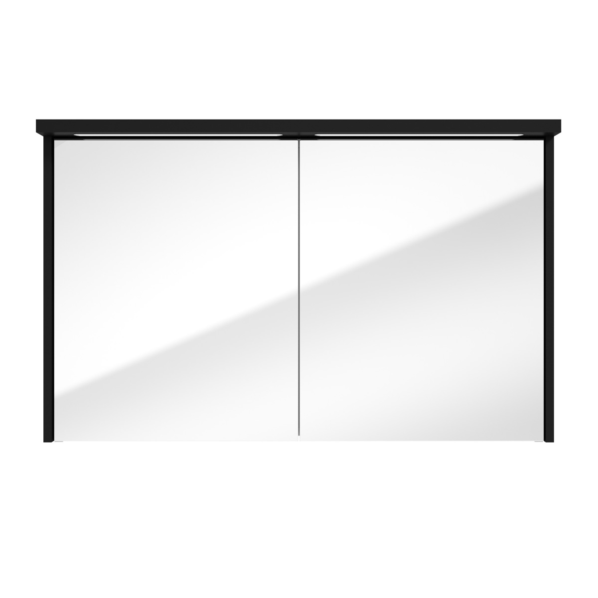 Fontana Grado spiegelkast met verlichting 100cm 2 deuren zwart mat