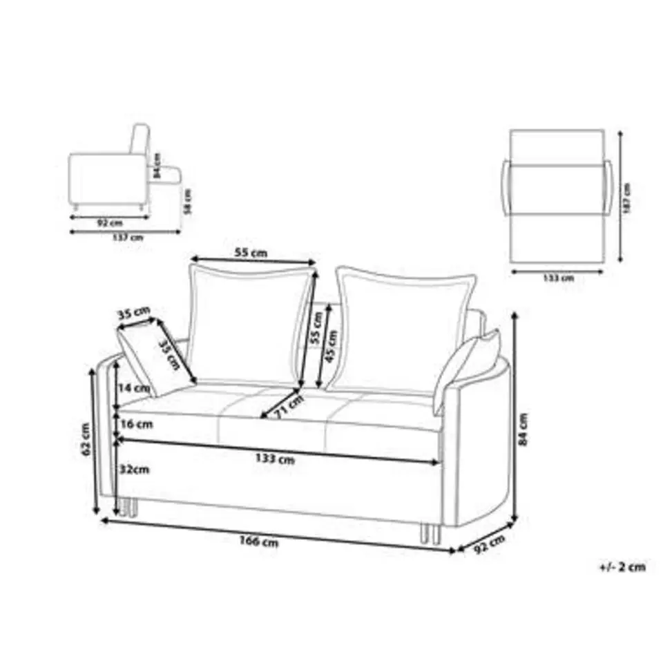 HOVIN - Slaapbank 2-zits - Lichtgrijs - Polyester
