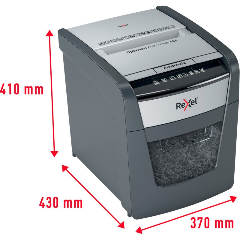 Destructeur Rexel Optimum Auto+ 50X - coupe croisée