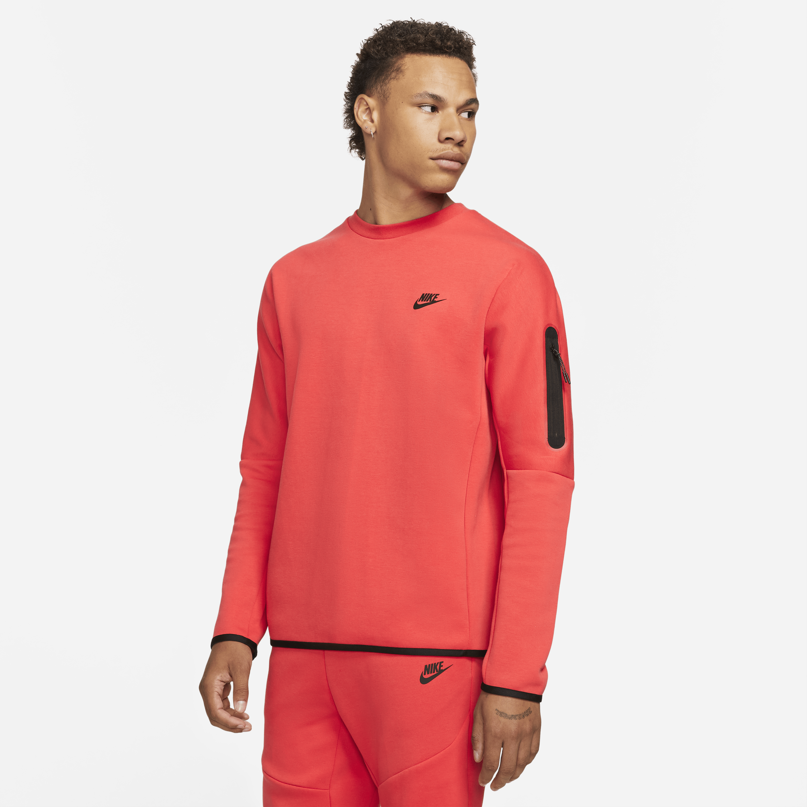 Nike Tech Fleece Crew Sweatshirt Rot Schwarz F605