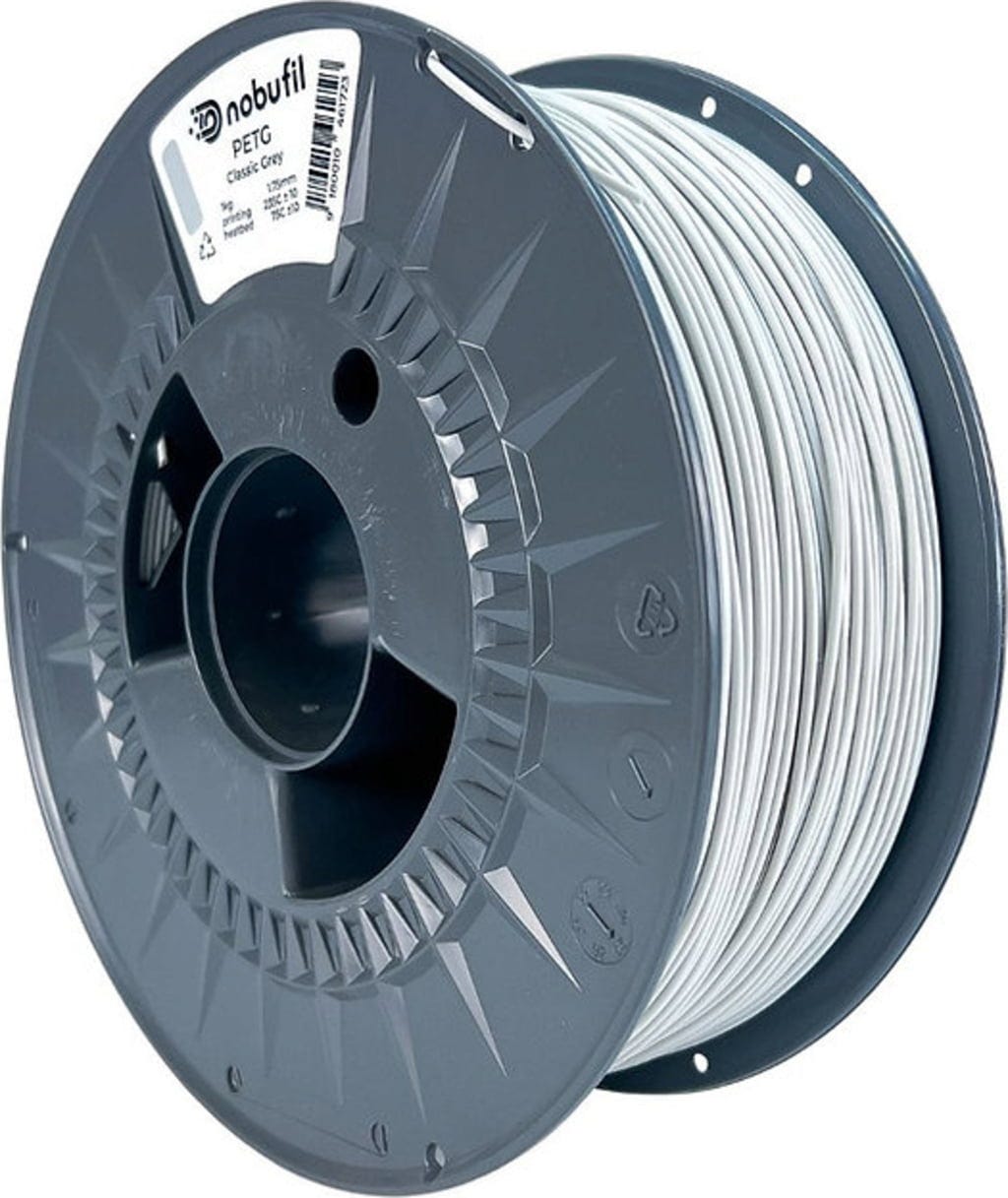 Nobufil  PETG Classic Grey, 1,75 mm / 1000 g    Leicht zu druckendes PETG Filament aus recyceltem Kunststoffabfall