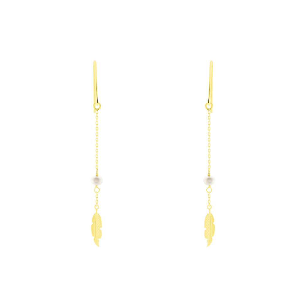 Boucles D'oreilles Pendantes Juditte Or Jaune Perle De Culture