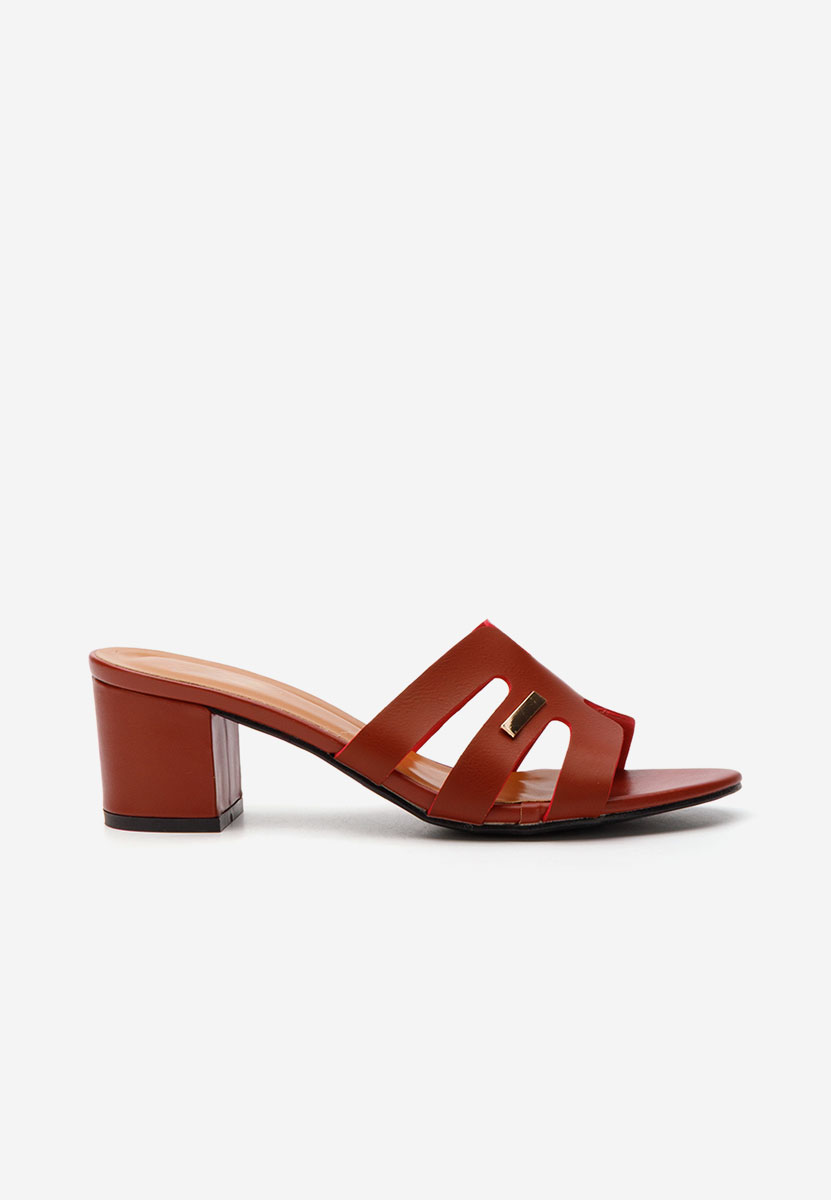 Mules à talon épais bordeaux Cristyne