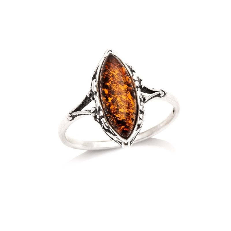 Bague argent 925 Ambre veritable de la mer Baltique