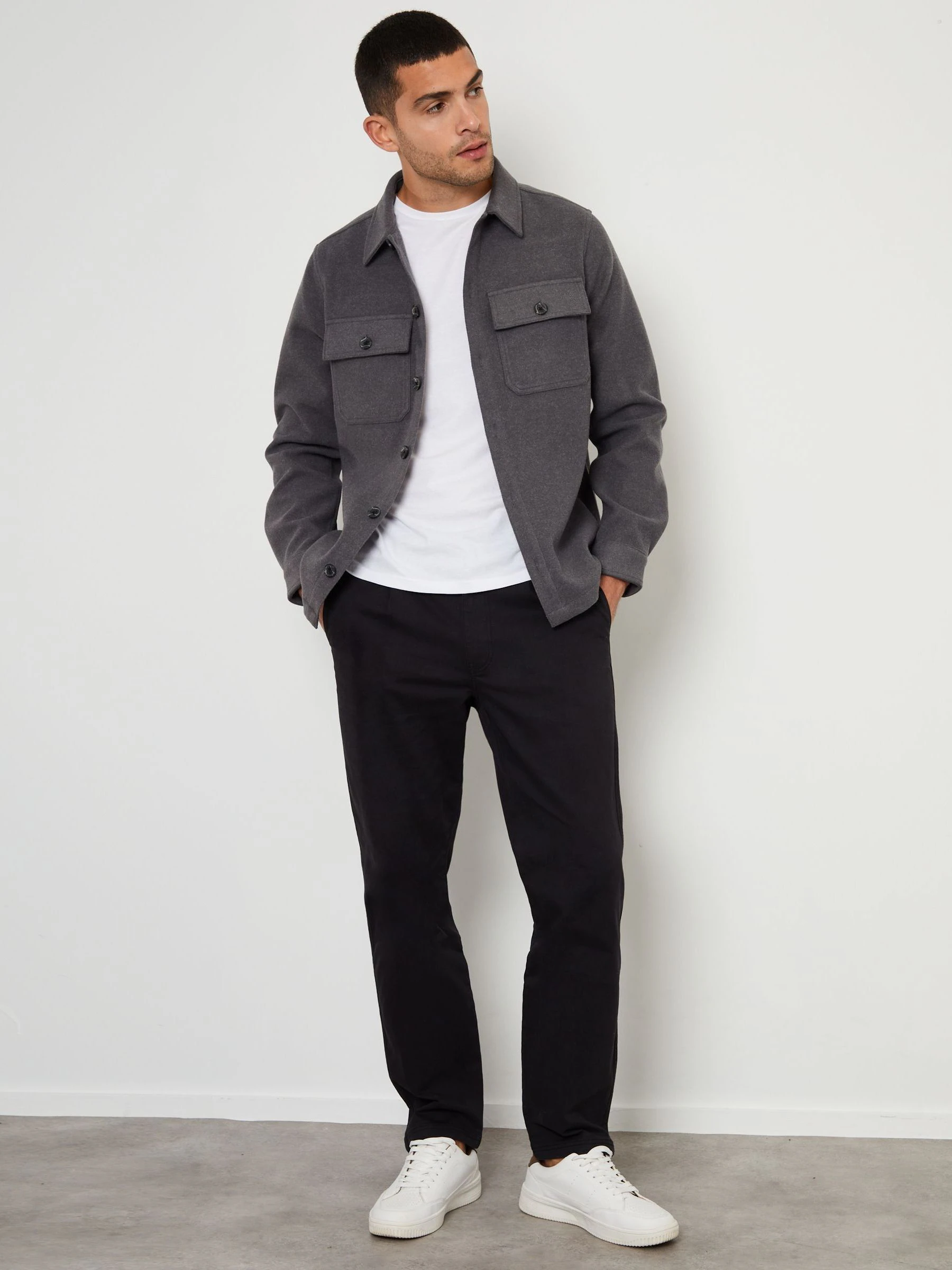Grijs - Threadbare imitatiebont wollen knoopsluiting overshirt