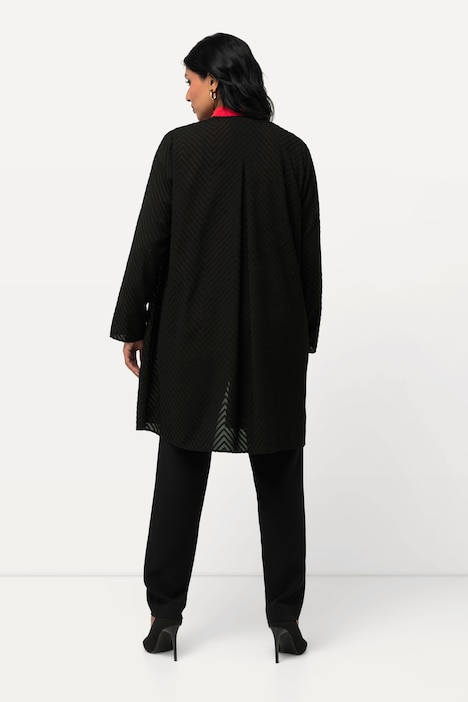 Indoorjacke, 3D-Zackenmuster, A-Linie, V-Ausschnitt