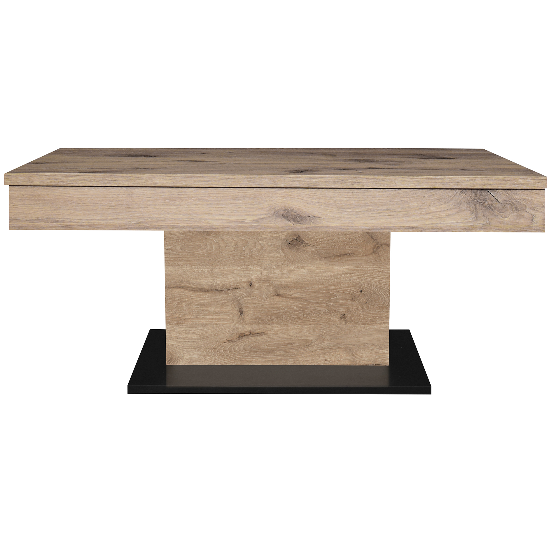 Couchtisch - schwarz matt - Viking Oak - verschiebbare Tischplatte