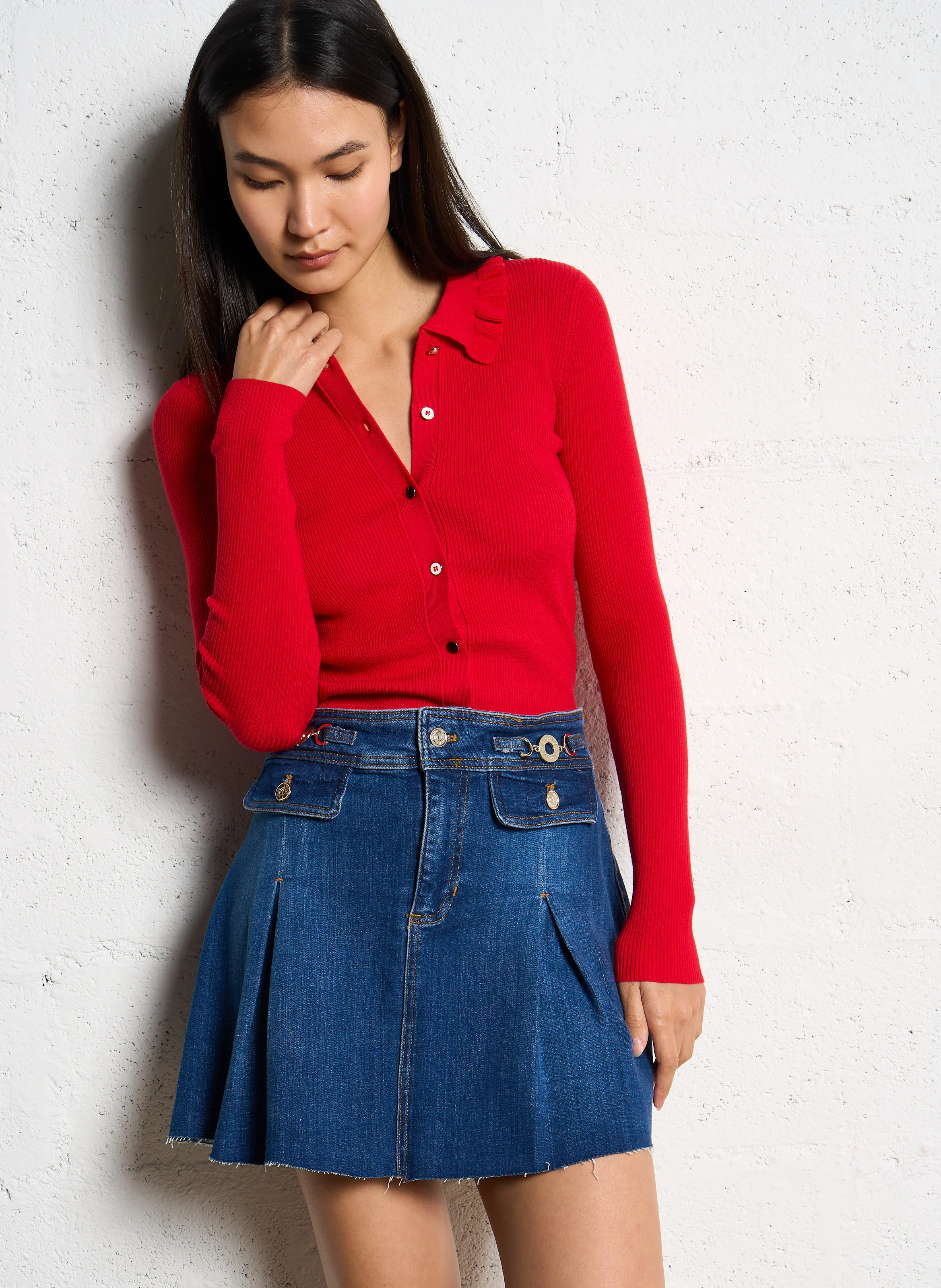 Cardigan boutonné | Rouge