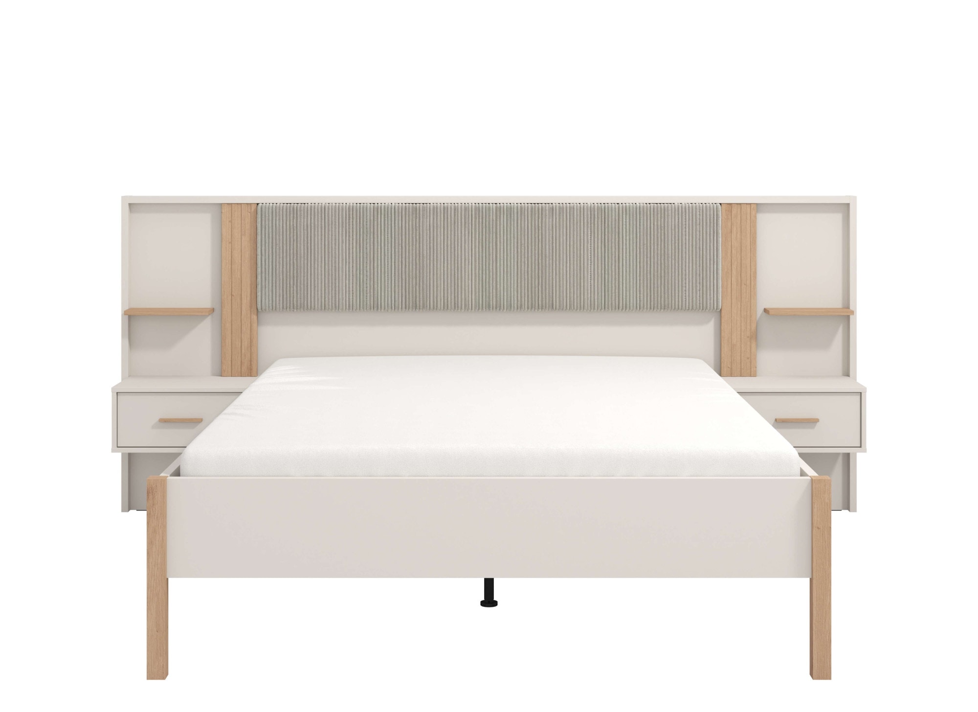 Home affaire Bett »Belfort Bettanlage, mit gepolstertem Kopfteil, weicher Cordstoff« Set, Bett und 2 Wandpaneele mit Nachtkommoden, 3 Stk. tlg. Liegefläche 160x200cm, FSC®-zertifizierter Holzwerkstoff