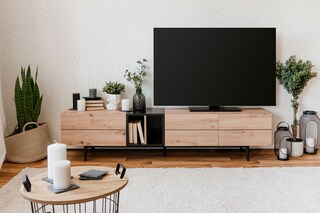 TV-Lowboard NOLA 195 x 48 cm Artisan Oak/ schwarz