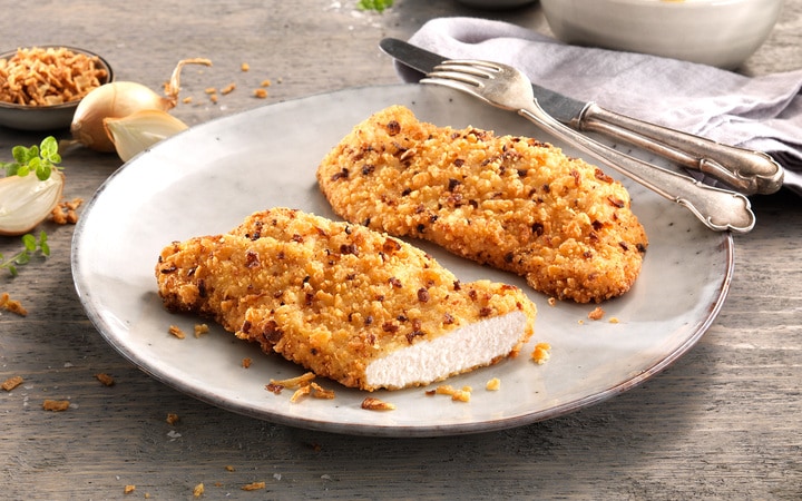 Hähnchenschnitzel Röstzwiebel mit 8 % Flüssigwürzung (11367) | online bestellen!