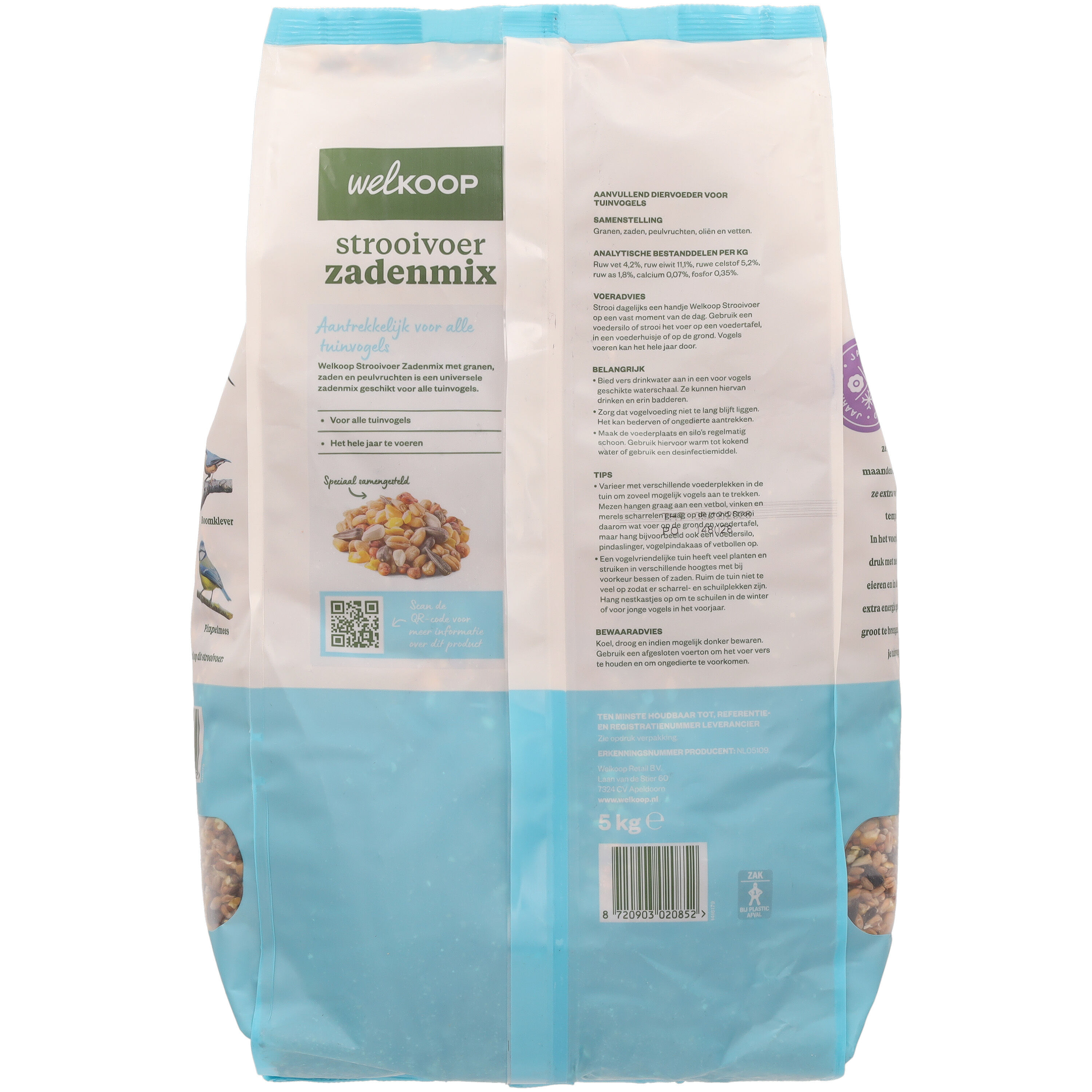 Welkoop - Strooivoer met Zaden - Tuinvogelvoer - 5 Kilogram - Zadenmix