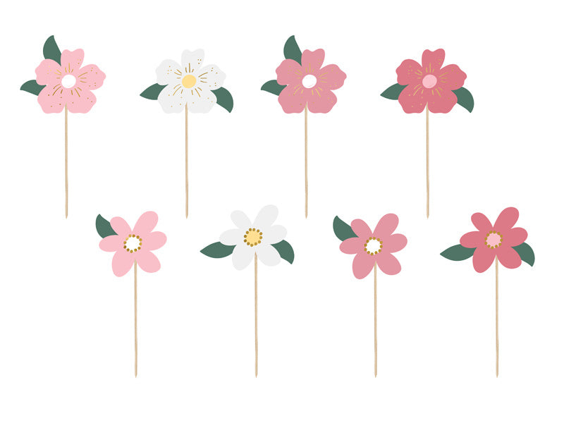 Caketopper Bloemen 14,5cm 8st