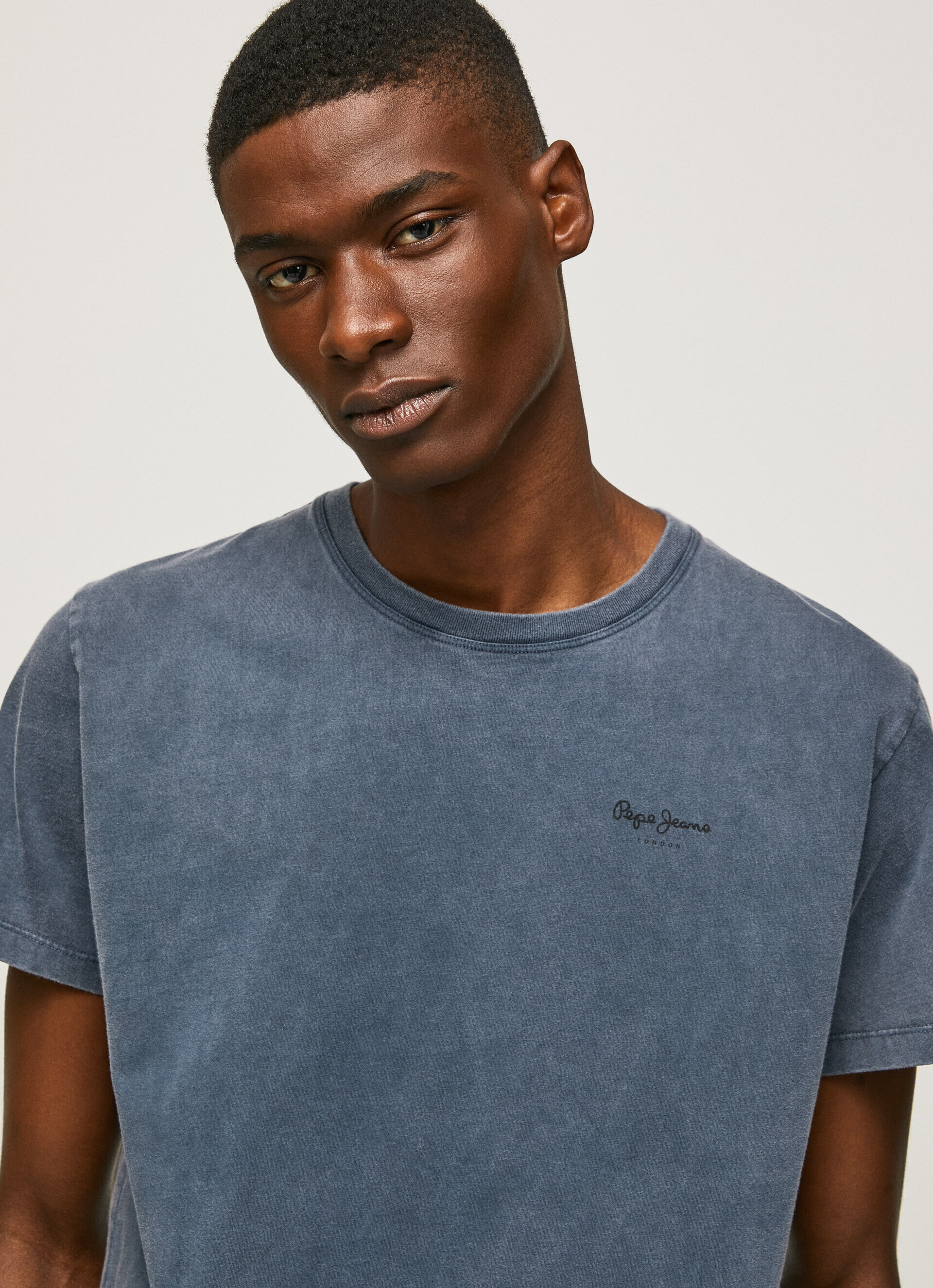 Camiseta de algodão com logotipo estampado - azul dulwich