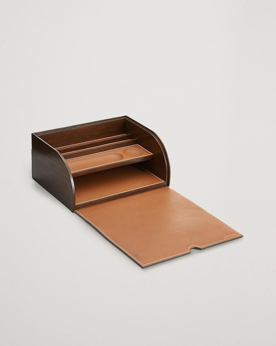 Ralph Lauren Home Brennan Leather Writers Box Saddle Brown