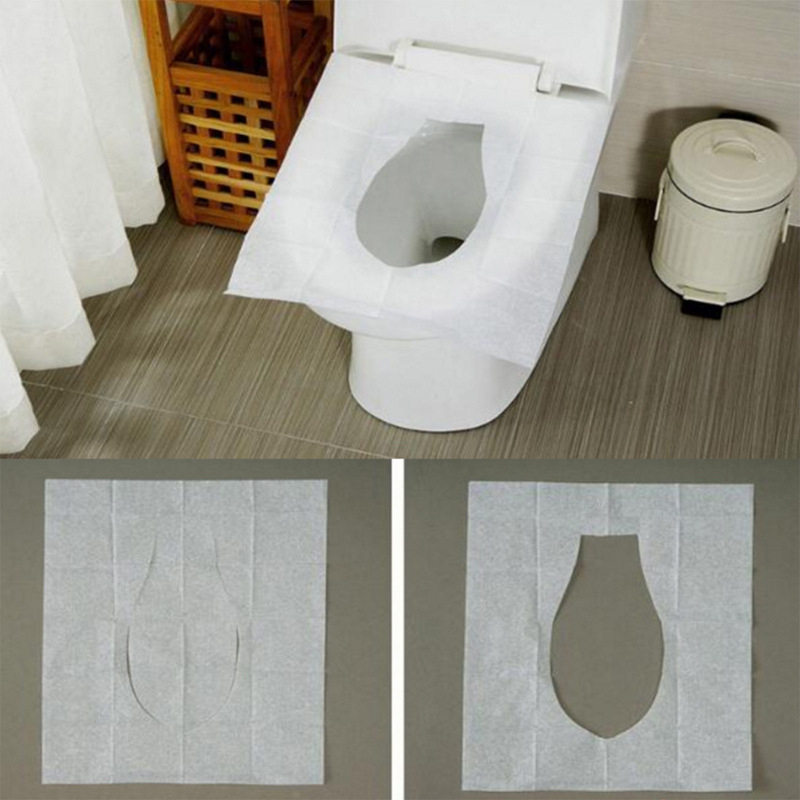 (10er Set) 35.5x43cm Spülbare Einweg Hygiene WC Toiletten Auflage Klobrillen Abdeckung - Weiss