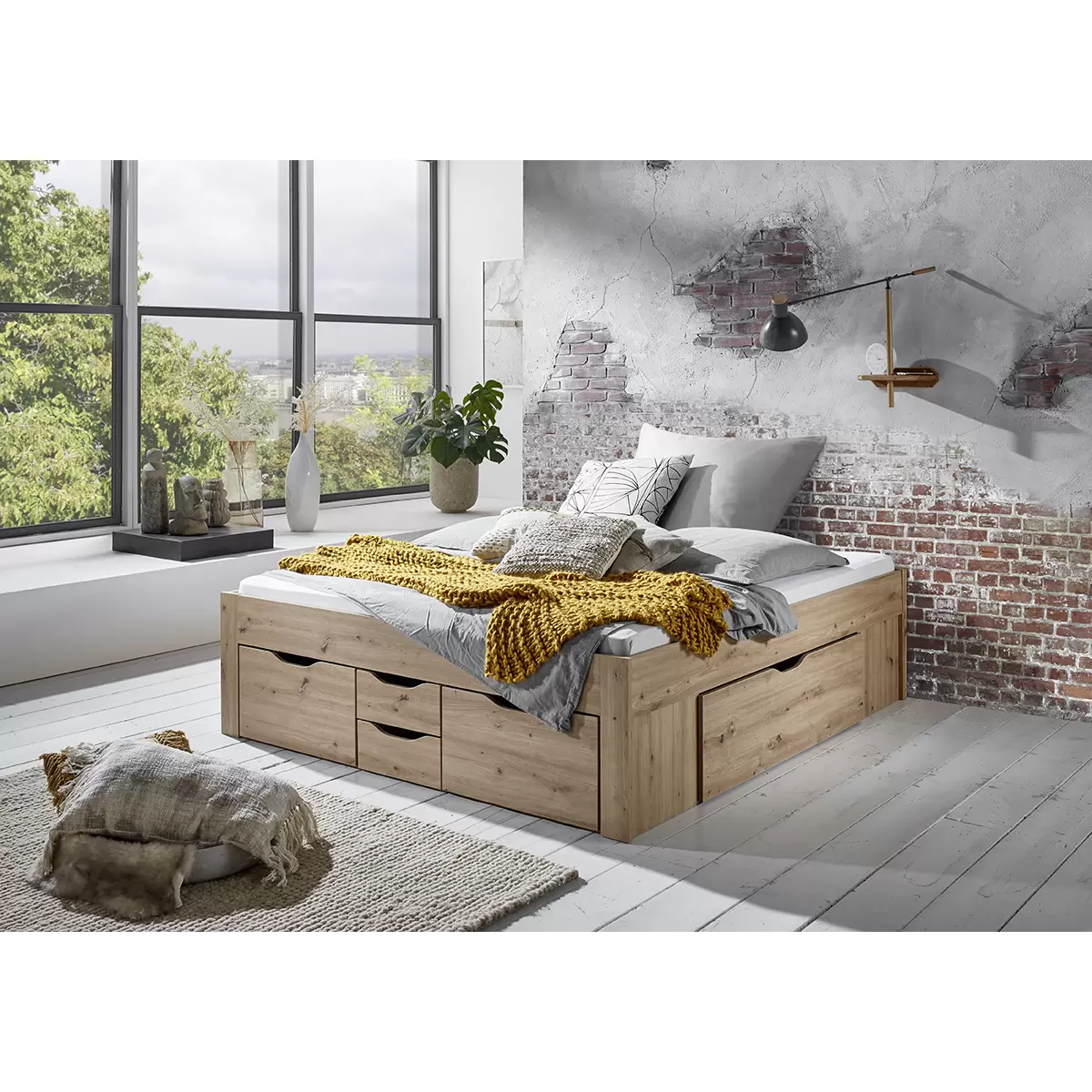 Stauraumbett Noah 180x200 Artisan Eiche