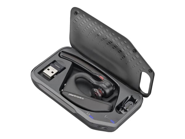 Poly Voyager 5200 - Voyager 5200 series - hodesett - i øret - over-øret-montering - Bluetooth - trådløs - USB-A via Bluetooth-adapter - svart - Certi