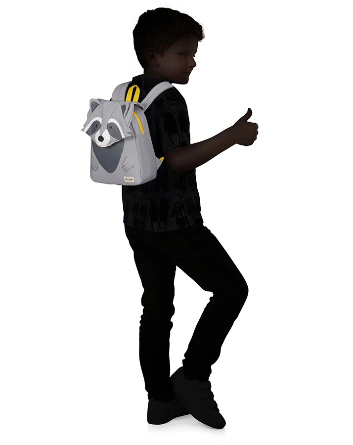 Rucksack HAPPY SAMMIES ECO S – RACOON REMY (24x27,5x14,5) in grau