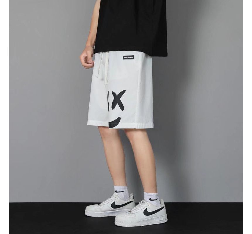 Cowpow - Mid Rise Smiley Face Print Shorts