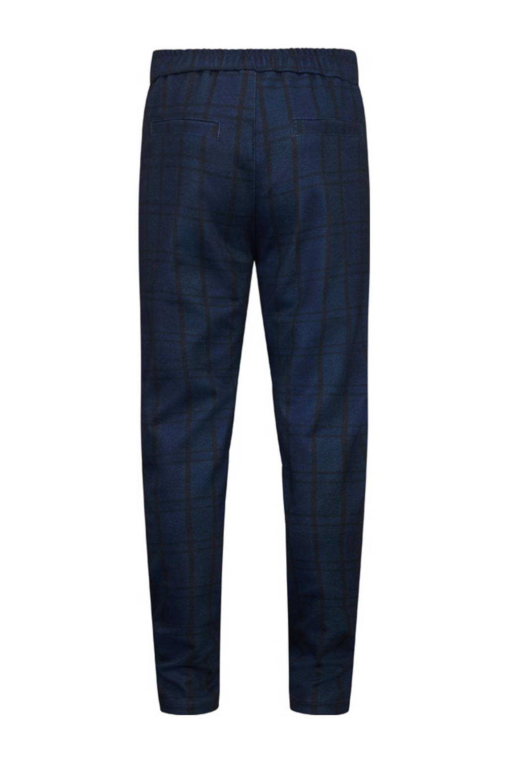 Retour Jeans geruite straight fit broek Rio donkerblauw