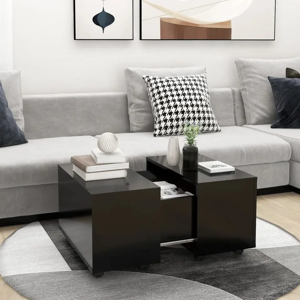 vidaXL - Salontafel - Zwart - Bewerkt hout