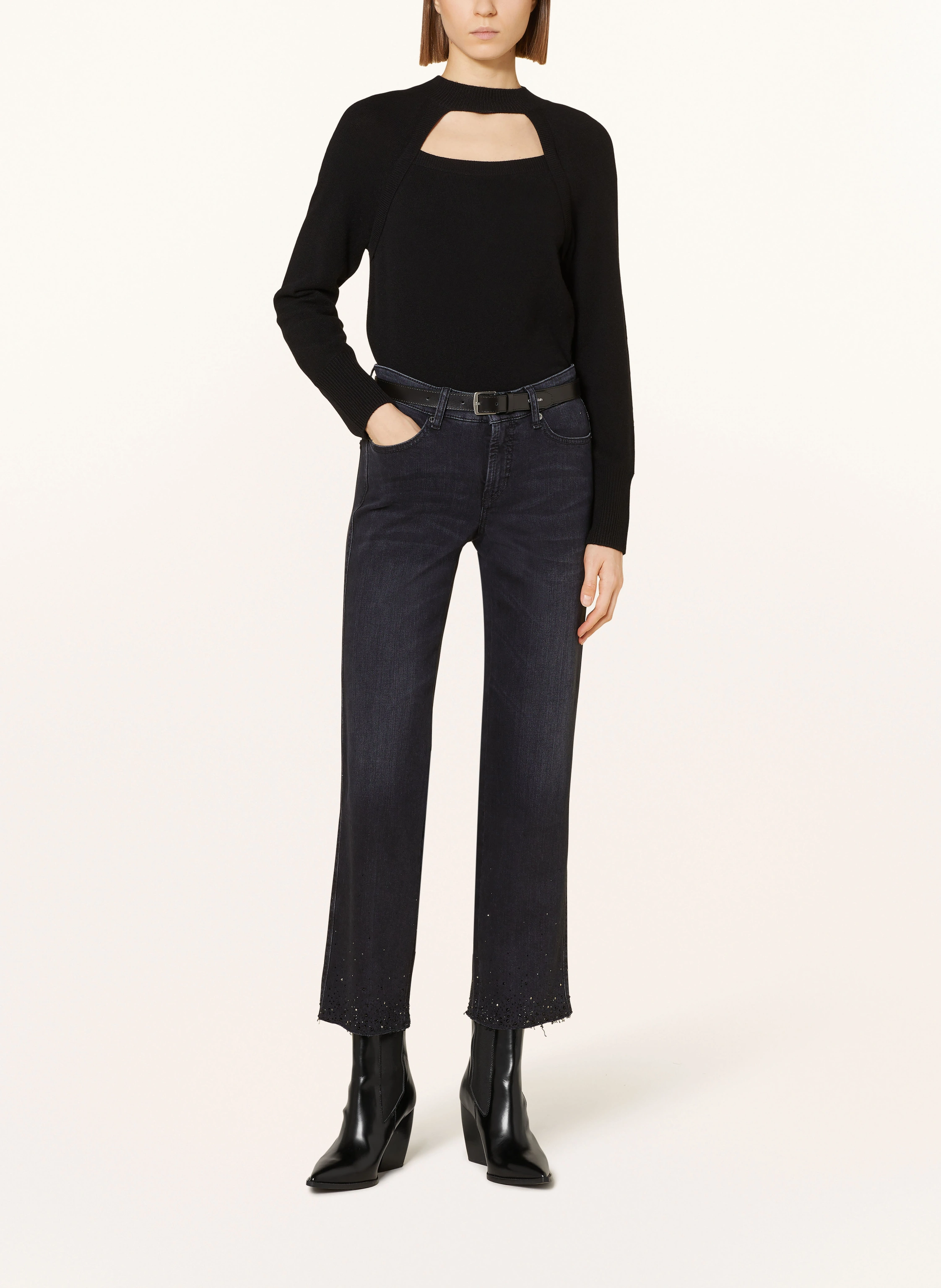 CAMBIO Straight Jeans PARIS mit Schmucksteinen