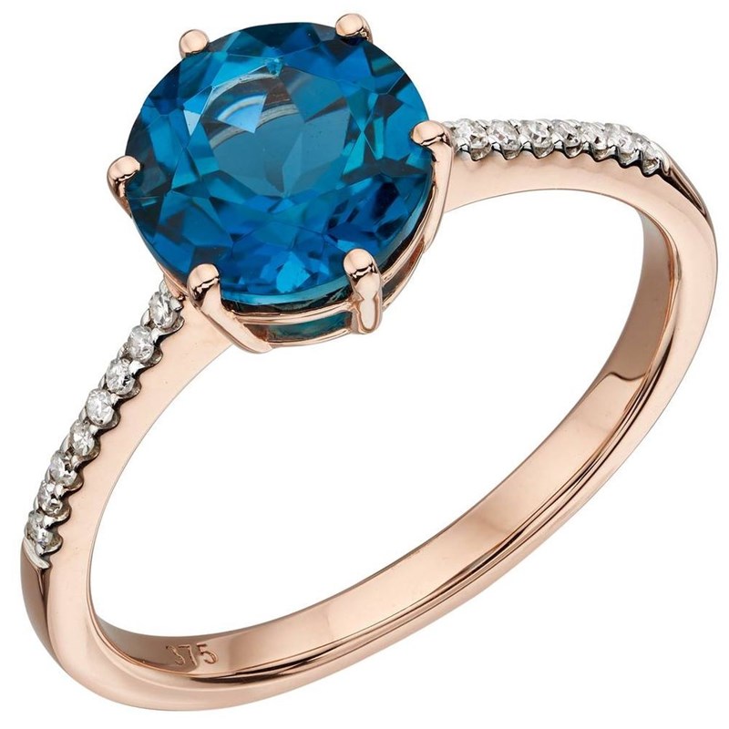 Bague topaze bleue en or 375/1000
